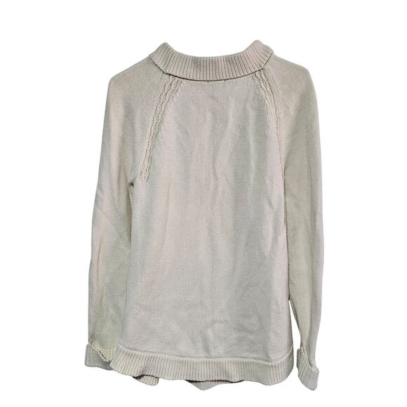 Talbots Cable Knit Sweater Women's Size S Fisherman Portrait Collar Cream Cotton - Picture 3 of 6